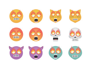  Set of angry emoticon vector