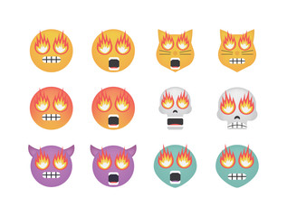 Fototapeta premium Set of angry emoticon vector