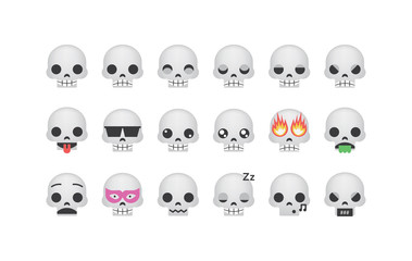  Set of skull emoticon vector