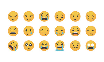Set of cry emoticon vector