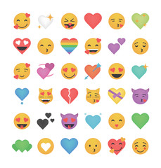 Fototapeta premium Set of love heart emoticon v