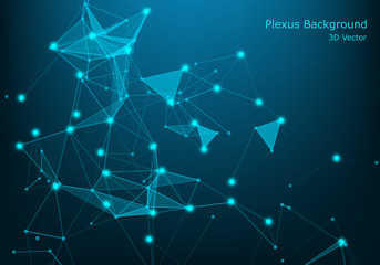 Network connection concept blue vector illustration. Futuristic hexagon perspective wide angle lanscape. Futuristic honeycomb concept. 3d landscape. Big data digital background. - Vector