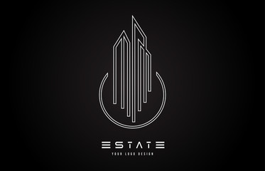 Real Estate Modern Monogram Logo Design. Real Estate Lines Abstract Buildings Icon.