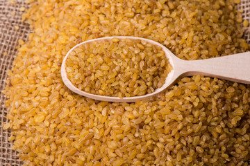 groats burghul close up. dish indigrient