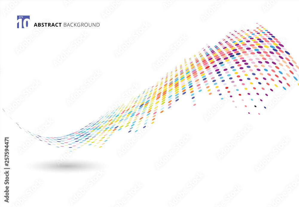 Poster abstract elements colorful halftone texture dots pattern wave or distort isolated on white backgroun