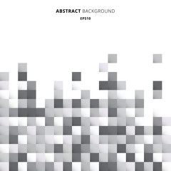 Abstract geometric white and gray squares pattern pixel background with copy space. You can use for design for print, ad, poster, flyer, cover, brochure, template.