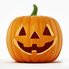 Halloween pumpkin with a funny smiling face. 3D illustration