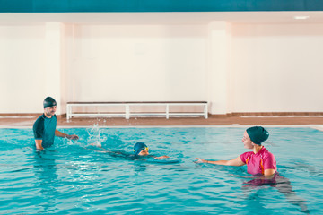 Boy on swimming class