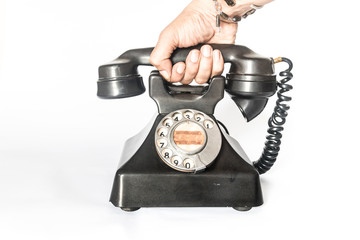 Antique phone on a white background