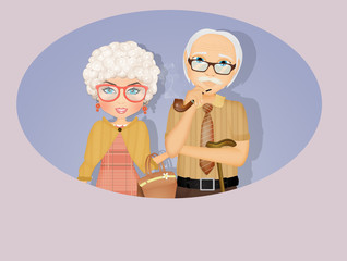 illustration of grandmother adn grandfather