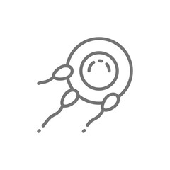 Fertilization of egg with sperm, fertility line icon.