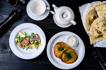 Belarusian pancakes, national dishes of grated potatoes