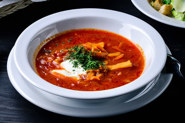rustic vegetable soup, lunch in the dining room