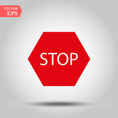 Vector illustration of Stop sign isolated on red white with effect