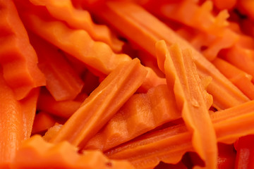 Fresh Sliced Carrot Sticks ready to Serve in a Salad Bar.