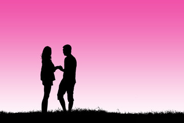 Plakat Silhouette young couple