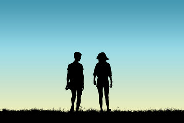 Silhouette young couple