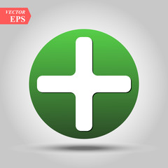 Obraz premium Plus Flat vector icon isolated on white. Add or plus purchase pictogram. Good for web and mobile design.