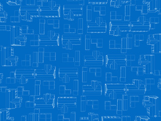 Background with contours of houses. View from above. Vector illustration