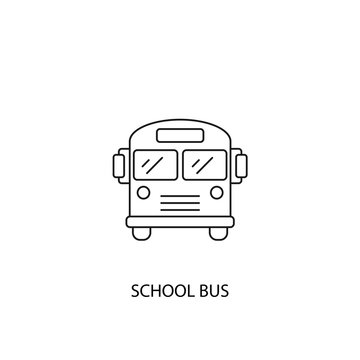 School bus vector icon, outline style, editable stroke