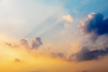 Yellow gold sky evening In tropical countries summer