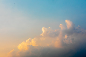 Yellow gold sky evening In tropical countries summer