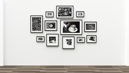 Photo frame on wall - coffee picture(3d rendering)