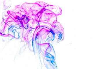 Colored smoke on white background