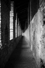 Fototapeta na wymiar Black and white corridor