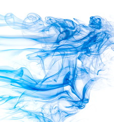 Blue smoke on white background