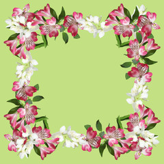 Beautiful floral pattern of Jasmine and Alstroemeria. Isolated