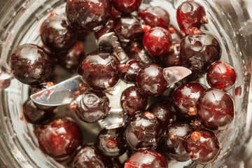 frozen berries in a blender