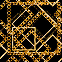 Seamless pattern with golden chains. Vector illustration.