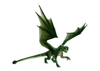 3D Rendering Fairy Tale Dragon on White