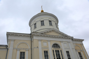 Fototapeta na wymiar Exterior of the Temple of the Prophet Elijah in Torzhok, Russia. Built in 1822