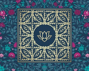 water lily, wedding card design, royal India	
