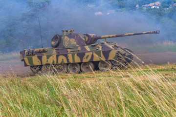 German tank PzKpfw 171 Panther from WW II during historical  reenactment. Poland