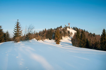 frosty day on the top of the mountain