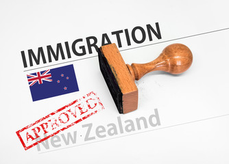 Approved Immigration New Zealand application form with rubber stamp