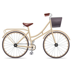 Fototapeta na wymiar Realistic 3d Detailed Bike with Front Wicker Basket. Vector