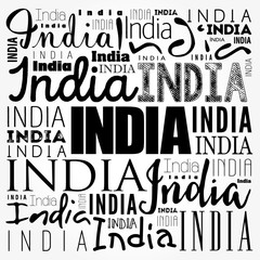 India wallpaper word cloud, travel concept background