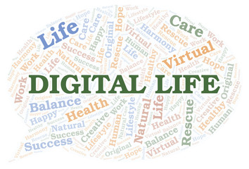 Fototapeta premium Digital Life word cloud.