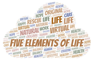 Obraz premium Five Elements Of Life word cloud.