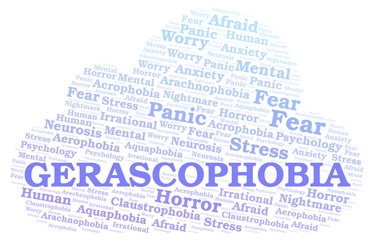 Obraz premium Gerascophobia word cloud.