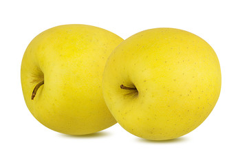Fresh yellow apple isolated on white background with clipping path