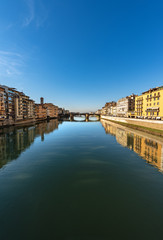 Florence Italy - Arno River and Santa Trinita Bridge