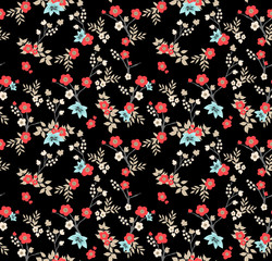 Fototapeta na wymiar Japanese Spoon Flower Art Seamless Pattern