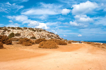 Fototapeta na wymiar Image of rough limestone coastline near Cape Greco