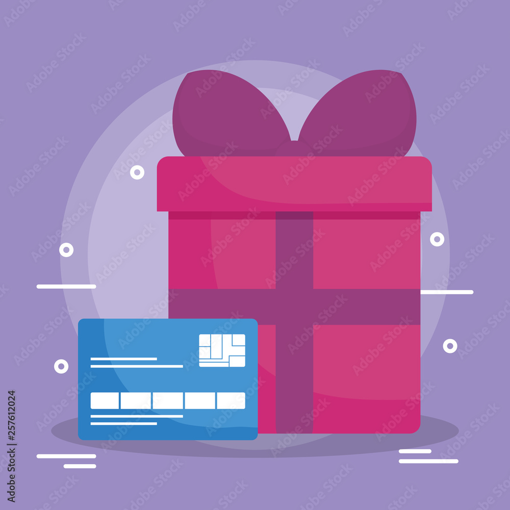 Poster credit card with gift box