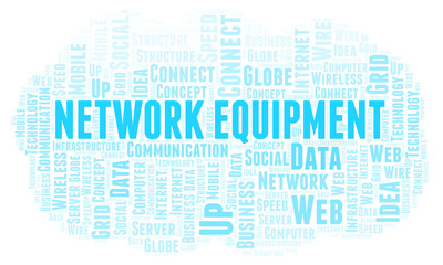 Obraz premium Network Equipment word cloud.